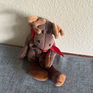 Moose Stuffed Animal with Red Scarf
